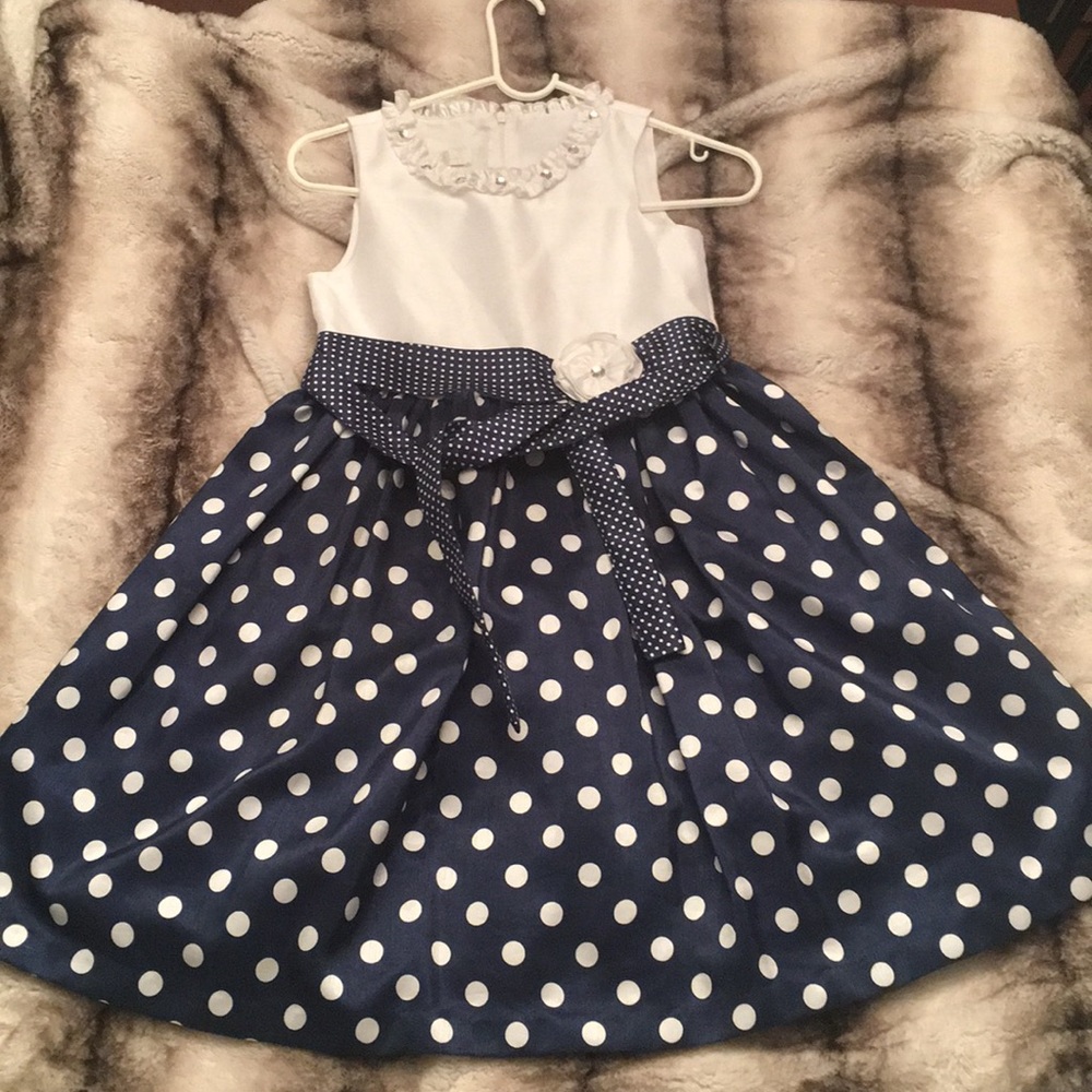 Dress polka dot size 10 PERFECT navy white